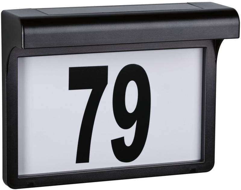 Paulmann LED Außen-Wandleuchte Hausnummer, LED fest integriert, Warmweiß, LED-Modul, IP44, 3000K, Schwarz von Paulmann
