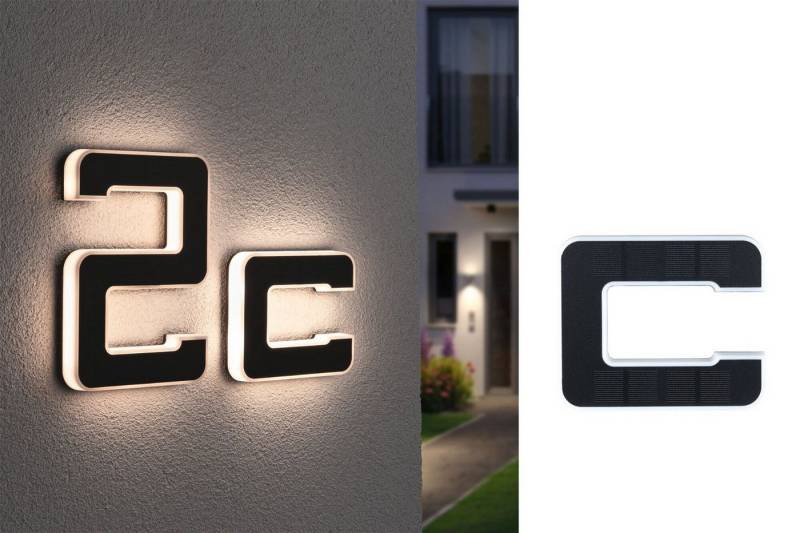 Paulmann LED Außen-Wandleuchte Solar Hausnummer, LED fest integriert, Warmweiß, LED-Modul, Hausnummern, Buchstaben wählbar, Akku wechselbar von Paulmann