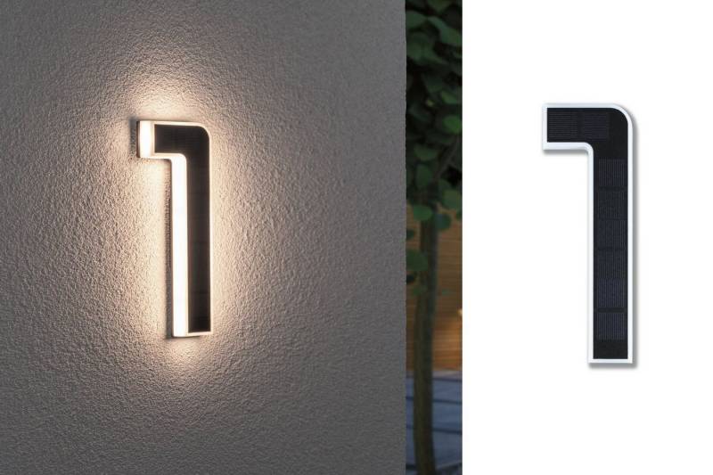 Paulmann LED Außen-Wandleuchte Solar Hausnummer, LED fest integriert, Warmweiß, LED-Modul, Hausnummern, Buchstaben wählbar, Akku wechselbar von Paulmann