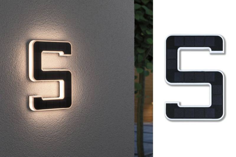 Paulmann LED Außen-Wandleuchte Solar Hausnummer, LED fest integriert, Warmweiß, LED-Modul, Hausnummern, Buchstaben wählbar, Akku wechselbar von Paulmann