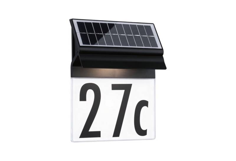 Paulmann LED Außen-Wandleuchte Solar Hausnummernleuchte Neda IP44 3000K 14lm Schwarz, LED fest integriert, Warmweiß von Paulmann