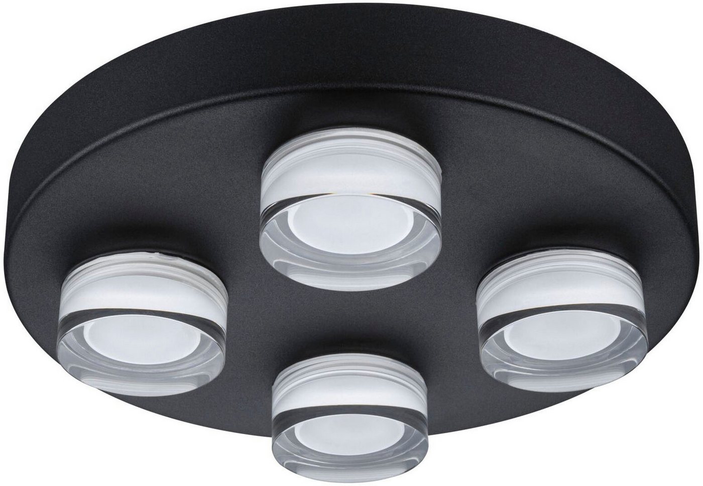 Paulmann LED Deckenleuchte Selection Bathroom Wand-/Deckenleuchte Kame IP44 Signalschwarz 4er, LED fest integriert, Warmweiß von Paulmann