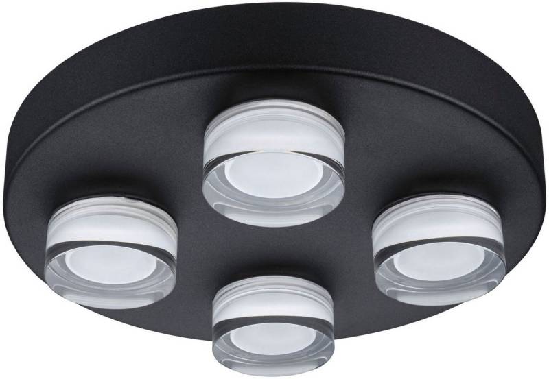 Paulmann LED Deckenleuchte Selection Bathroom Wand-/Deckenleuchte Kame IP44 Signalschwarz 4er, LED fest integriert, Warmweiß von Paulmann