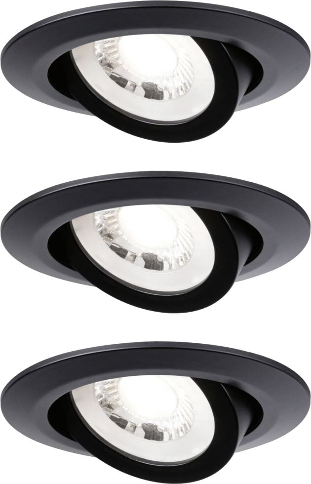 Paulmann LED Einbauleuchte 3er Set schwarz Ø 8,2 cm schwenkbar warmweiß von Paulmann