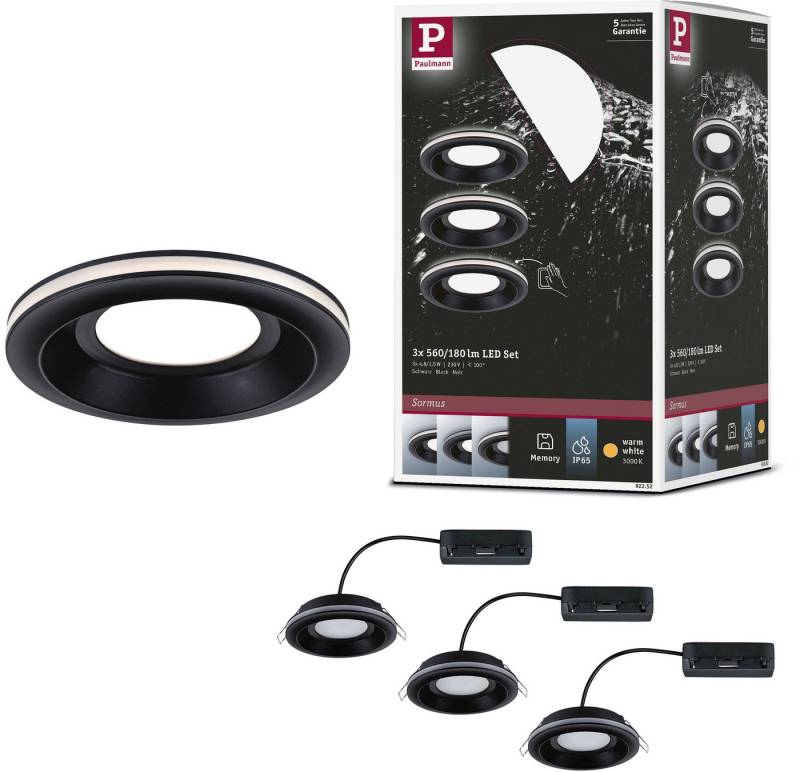 Paulmann LED Einbauleuchte LED Einbauleuchte Sormus IP65 rund 100mm, LED fest integriert, Warmweiß, Memoryfunktion von Paulmann
