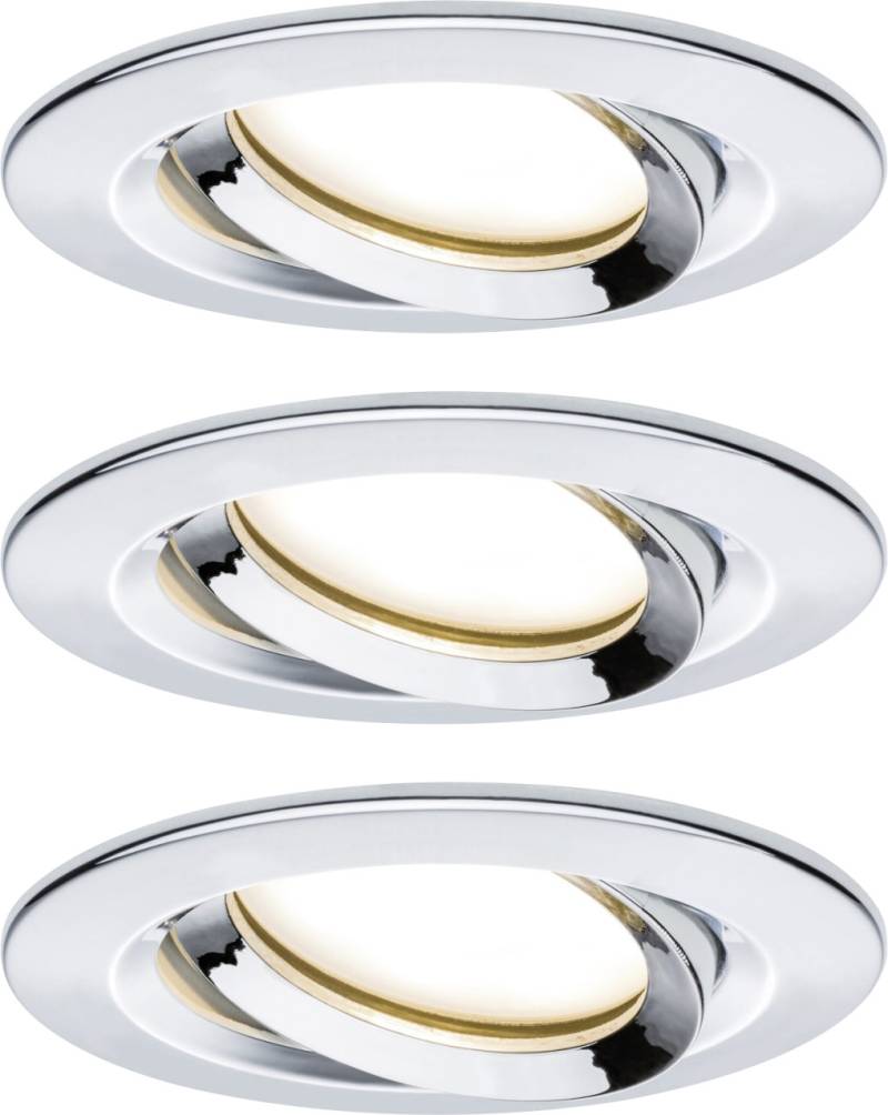 Paulmann LED Einbauleuchte Nova 3er-Set chrom schwenkbar Ø 9,3 cm von Paulmann