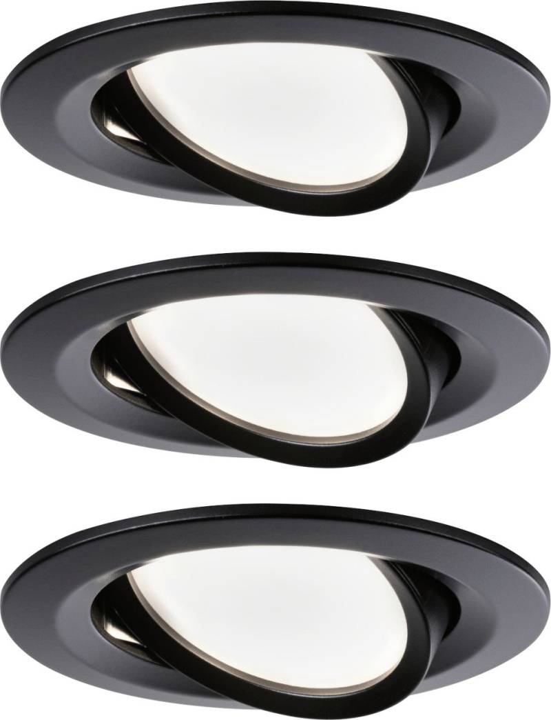 Paulmann LED Einbauleuchte Nova 3er-Set schwarz matt schwenkbar Ø 8,4 cm 3-Step-Dim von Paulmann