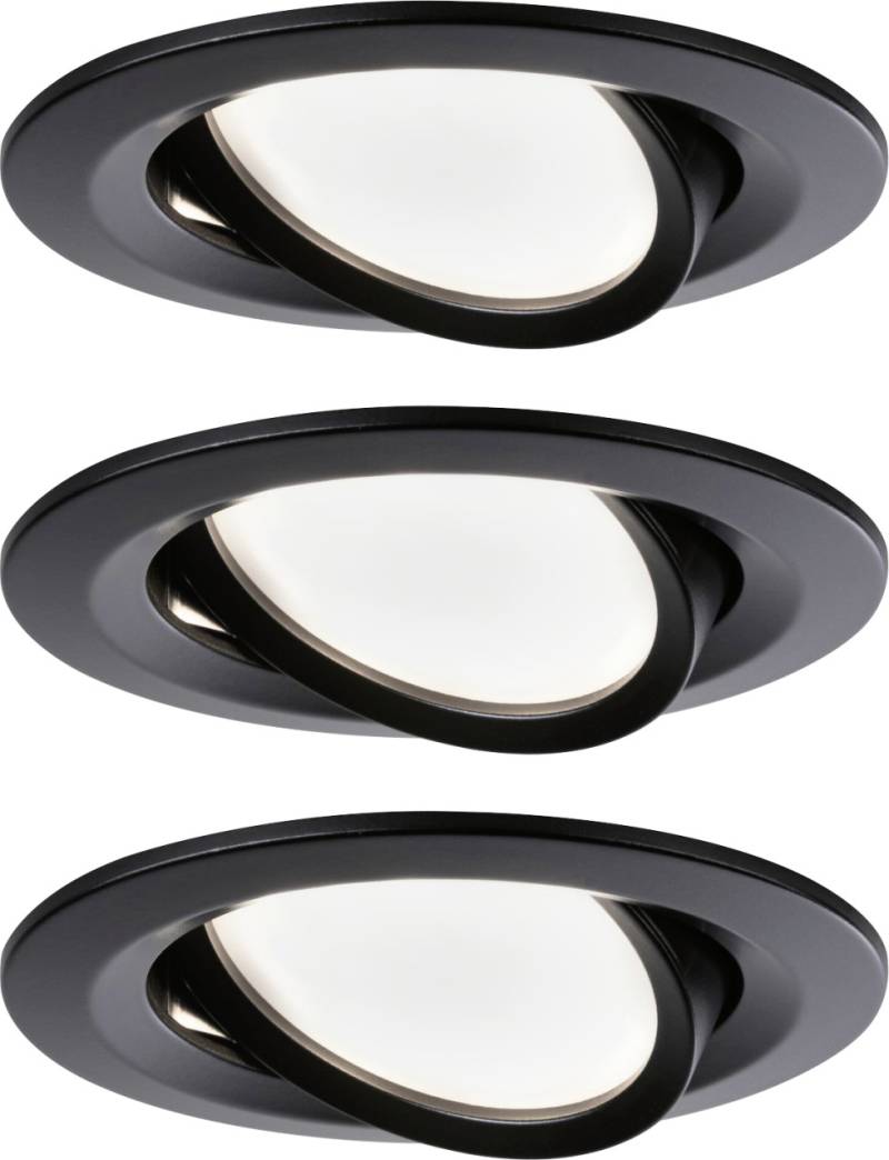 Paulmann LED Einbauleuchte Nova 3er-Set schwarz matt schwenkbar Ø 8,4 cm von Paulmann