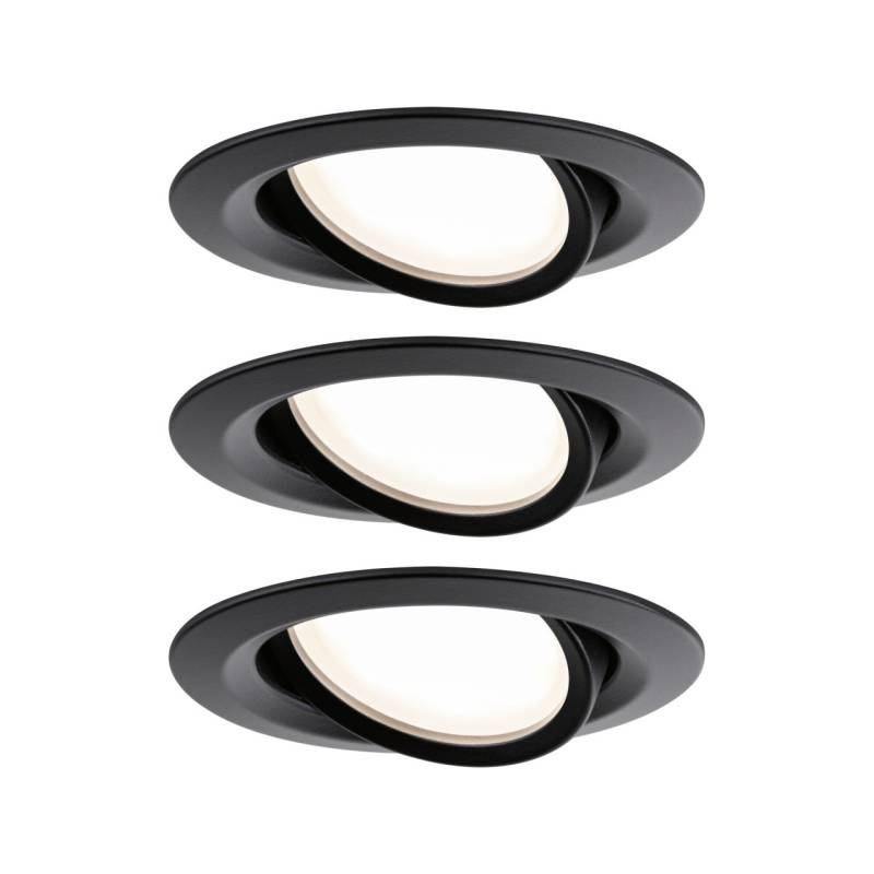 Paulmann LED Einbauleuchte Nova 3er-Set schwarz matt schwenkbar Ø 9,3 cm von Paulmann