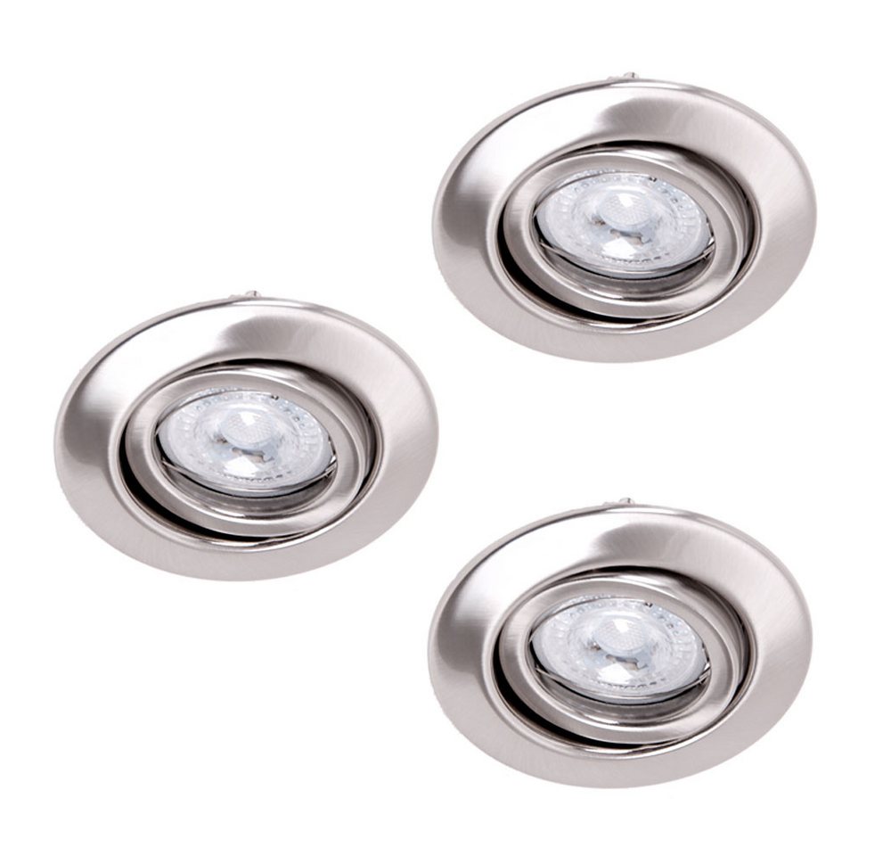 Paulmann LED Einbaustrahler, LED-Leuchtmittel fest verbaut, Warmweiß, 3er Set LED Einbau Strahler Spots Leuchten drehbar Lampe gebürstet von Paulmann