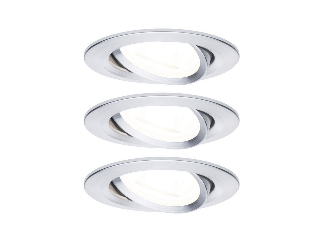 Paulmann LED Einbaustrahler Paulmann LED Einbauleuchte Nova 3er Set alu 8,4 cm, Inkl. Leuchtmittel, Nicht dimmbar nicht Smart Home-fähig ohne Bewegungsmelder von Paulmann