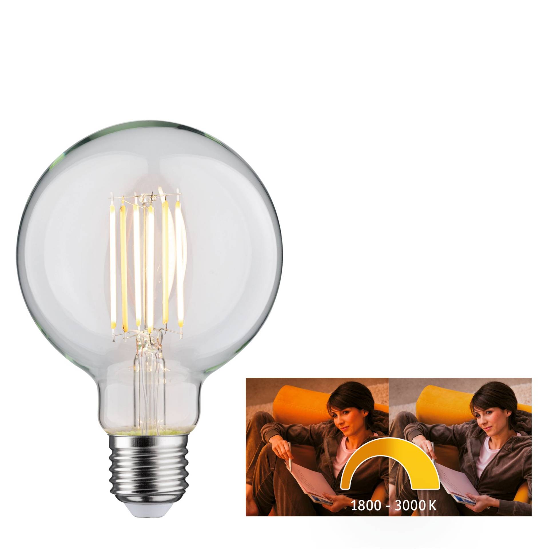 Paulmann LED-Globelampe E27 7W (60W) 806 lm goldlicht/warmweiß klar von Paulmann