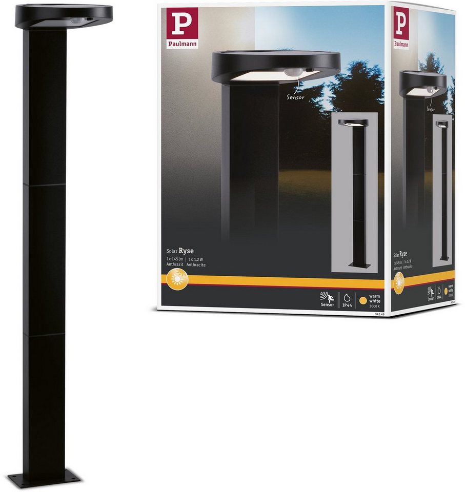 Paulmann LED Pollerleuchte Ryse, Bewegungsmelder, LED fest integriert, Warmweiß, LED-Modul von Paulmann