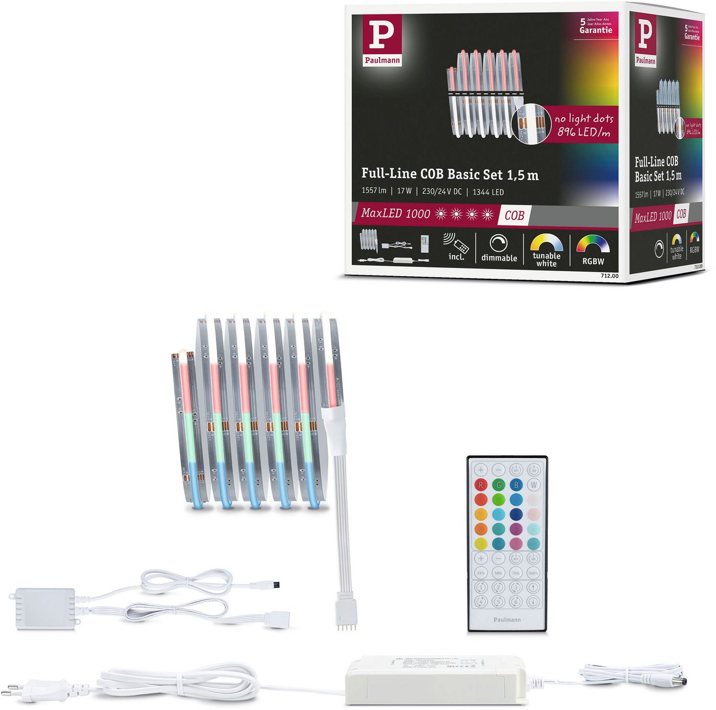 Paulmann LED-Streifen MaxLED 1000 LED Strip Full-Line COB Basisset, Memoryfunktion, Farbwechsler, Farbsteuerung, Dimmer Paulmann LED-Streifen MaxLED 1000 LED Strip Full-Line COB Basisset, Memoryfunktion, Farbwechsler, Farbsteuerung, Dimmer von Paulmann