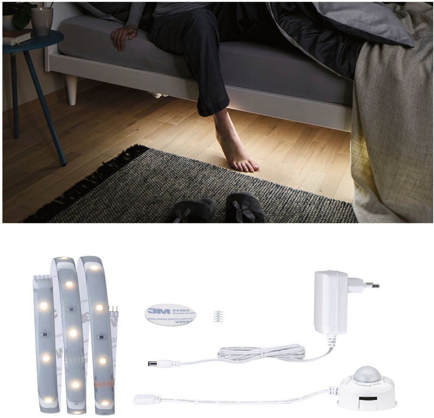 Paulmann LED-Streifen MaxLED 250 Comfort Set für Einzelbett 1m 2700K 4W 12VA Weiß, 1-flammig von Paulmann