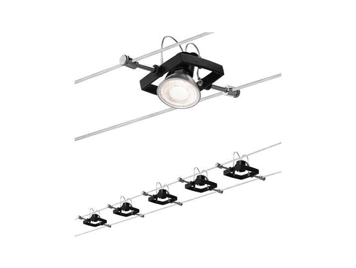 Paulmann Mac II Seilsystem, schwarz matt, 5 Spots II, dimmbar, schwarz, für Wohn- / Esszimmer, Metall, Modern, Seilsystem Leuchte von Paulmann