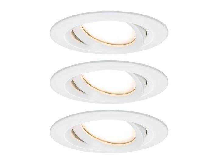 Paulmann Nova Plus 3er LED-Spot rund weiß Plus, dimmbar, weiß / opal, für Flurbereich, Aluminium, Modern, Einbaustrahler von Paulmann