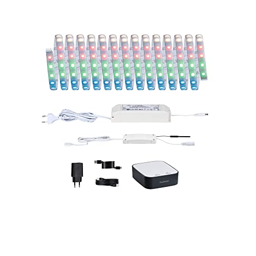 Bundle aus Paulmann 50135 Smart Home Zigbee Gateway Bridge Smik + Paulmann 78885 LED Stripe MaxLED 500 Basisset Smart Home Zigbee IP44 5m incl. 1x26 W dimmbar RGBW Farbsteuerung 3000 K von Paulmann