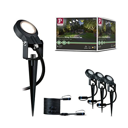 Paulmann 93689 Plug & Shine LED Außenleuchte Sting incl. 3x6 Watt dimmbar Gartenspieß Anthrazit Gartenleuchte Alu Außenbereich 3000 K von Paulmann