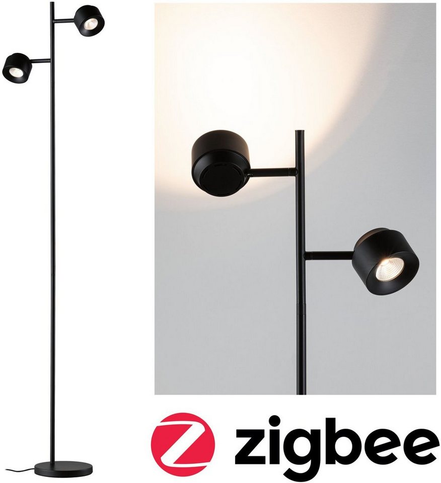 Paulmann Stehlampe Puric Pane, LED fest integriert, Warmweiß, LED, dimmbar, Schwarz/Grau, Metall von Paulmann