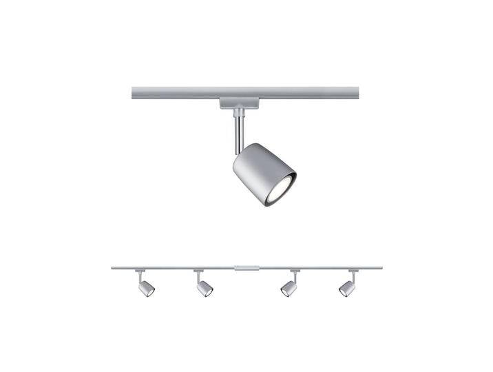 Paulmann URail Cover Set, 4 Spots, 2xSchiene chrom Cover, dimmbar, alu / grau / zink, für Arbeitszimmer / Büro, Metall, Modern von Paulmann