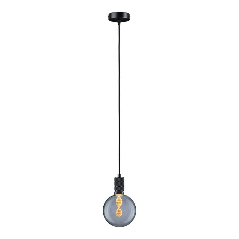 home24 Pendelleuchte Neordic Tilla 10 x 10cm Schwarz/Schwarz Microfaser E27 von home24