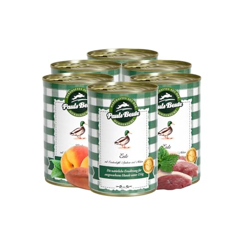 Pauls Beute Hochwertiges Hundefutter Nass | Single-Protein Ente 62% | 6 x 400g | Mit Süßkartoffel & Aprikose | Getreidefreies Nassfutter für ausgewachsene Hunde | Ohne Zusätze | Leicht verdaulich Pauls Beute Hochwertiges Hundefutter Nass | Single-Protein Ente 62% | 6 x 400g | Mit Süßkartoffel & Aprikose | Getreidefreies Nassfutter für ausgewachsene Hunde | Ohne Zusätze | Leicht verdaulich von Pauls Beute