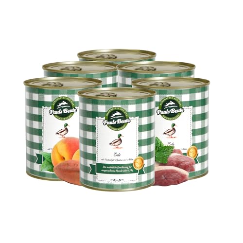 Pauls Beute Hochwertiges Hundefutter Nass | Single-Protein Ente 62% | 6 x 800g | Mit Süßkartoffel & Aprikose | Getreidefreies Nassfutter für ausgewachsene Hunde | Ohne Zusätze | Leicht verdaulich Pauls Beute Hochwertiges Hundefutter Nass | Single-Protein Ente 62% | 6 x 800g | Mit Süßkartoffel & Aprikose | Getreidefreies Nassfutter für ausgewachsene Hunde | Ohne Zusätze | Leicht verdaulich von Pauls Beute