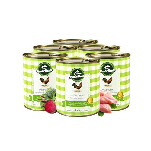 Pauls Beute Hochwertiges Hundefutter Nass | Single-Protein Hühnchen 60% | 6 x 800g | Mit Rote Beete & Birne | Getreidefreies Nassfutter für ausgewachsene Hunde | Ohne Zusätze | Leicht verdaulich von Pauls Beute