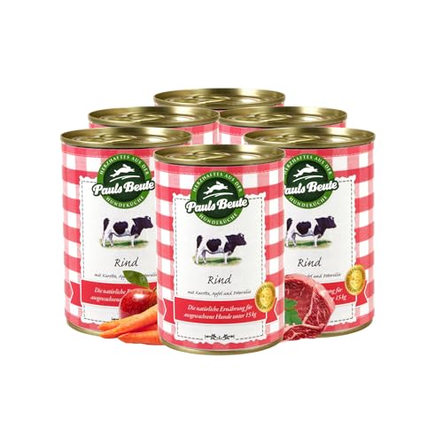 Pauls Beute Hochwertiges Hundefutter Nass | Single-Protein Rind 60% | 6 x 400g | Mit Karotte & Apfel | Getreidefreies Nassfutter für ausgewachsene Hunde | Ohne Zusätze | Leicht verdaulich Pauls Beute Hochwertiges Hundefutter Nass | Single-Protein Rind 60% | 6 x 400g | Mit Karotte & Apfel | Getreidefreies Nassfutter für ausgewachsene Hunde | Ohne Zusätze | Leicht verdaulich von Pauls Beute