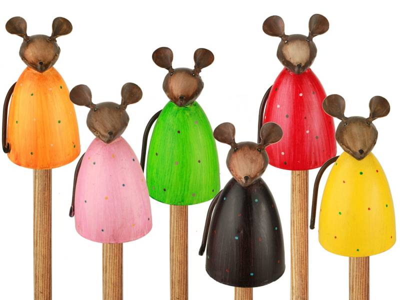 Paulslandhaus Gartenfigur Zaunhocker Maus, Zaunfigur Metall, Mäuse Figuren 1 Stück von Paulslandhaus