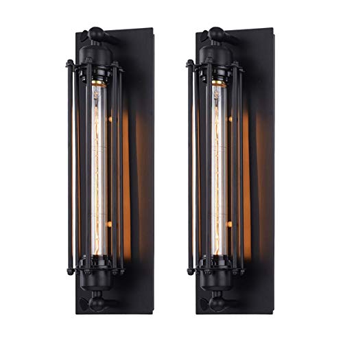 Pauwer 2er Set Wandleuchten Vintage Wandlampe innen Drahtkäfig Wandleuchten Retro(Enthalten Zwei Testbirne) von Pauwer