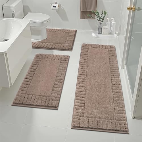 Pauwer Badezimmerteppich-Set, 3-teiliges Badezimmer-Duschteppich-Set mit U-förmiger Kontur, WC-Vorleger, saugfähige Mikrofaser, Plüsch, Badematten, rutschfest, maschinenwaschbar, zotteliges Pauwer Badezimmerteppich-Set, 3-teiliges Badezimmer-Duschteppich-Set mit U-förmiger Kontur, WC-Vorleger, saugfähige Mikrofaser, Plüsch, Badematten, rutschfest, maschinenwaschbar, zotteliges von Pauwer