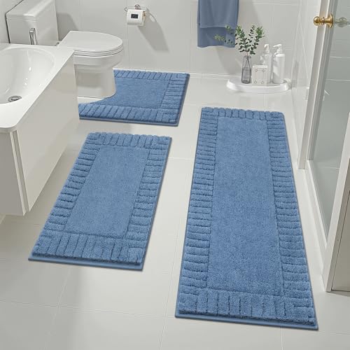 Pauwer Badezimmerteppich-Set, 3-teiliges Badezimmer-Duschteppich-Set mit U-förmiger Kontur, WC-Vorleger, saugfähige Mikrofaser-Plüsch-Badematte, rutschfest, maschinenwaschbar, zotteliges Pauwer Badezimmerteppich-Set, 3-teiliges Badezimmer-Duschteppich-Set mit U-förmiger Kontur, WC-Vorleger, saugfähige Mikrofaser-Plüsch-Badematte, rutschfest, maschinenwaschbar, zotteliges von Pauwer