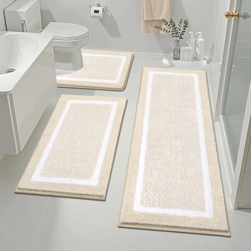 Pauwer Badezimmerteppich-Set, 3-teiliges Badezimmer-Duschteppich-Set mit U-förmiger Kontur, WC-Vorleger, saugfähige Mikrofaser-Plüsch-Badteppiche, rutschfest, maschinenwaschbar, zottelige Badematten Pauwer Badezimmerteppich-Set, 3-teiliges Badezimmer-Duschteppich-Set mit U-förmiger Kontur, WC-Vorleger, saugfähige Mikrofaser-Plüsch-Badteppiche, rutschfest, maschinenwaschbar, zottelige Badematten von Pauwer