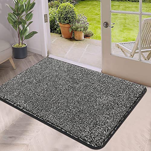 Pauwer Fußmatte Rutschfester Eingangstürmatte Waschbar strapazierfähiger Schmutzfänger Teppich für Eingang, Patio, Flur, Garten, Innen und Außen (60X90cm, Schwarz) von Pauwer