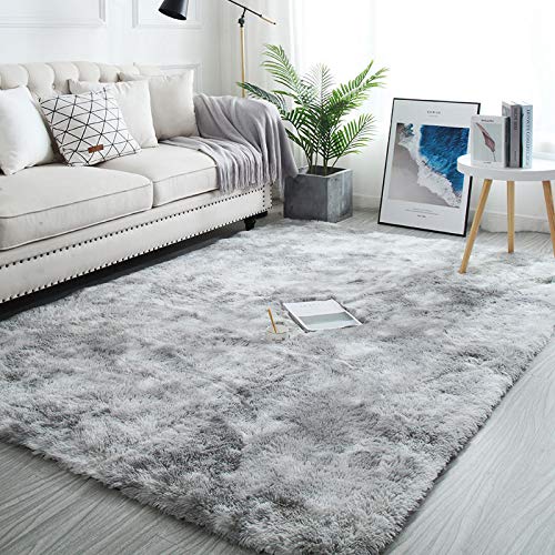 Pauwer Hochflor Teppich Groß Weich 160 x 230 cm wohnzimmerteppich Flauschiger Waschbar Teppich Bettvorleger für Schlafzimmer Wohnzimmer, Grau von Pauwer