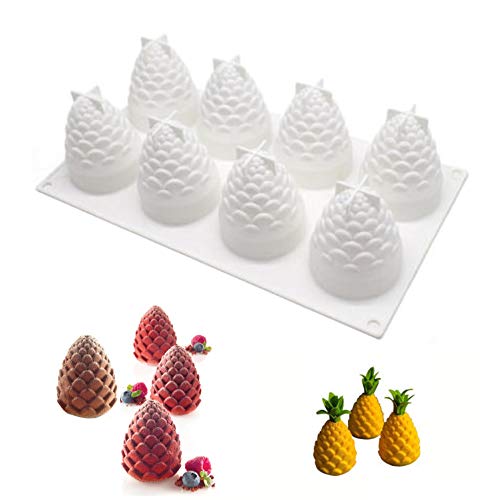 Pauzle Silikon-Kuchenform mit 8 Mulden, 3D-Silikon-Backform für Cupcakes, Gebäck, Dessert, Mousse von Pauzle
