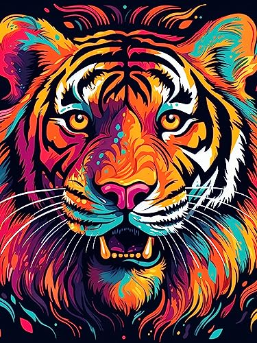 Pavemlo 5D Diamond Painting Kits Farbe Tiger, DIY Diamant Stickerei Malerei Kits Tier, Full Drill Set Strass Stickerei Bilder DIY Diamant Malerei für House Wall Dekoration 30X40cm von Pavemlo