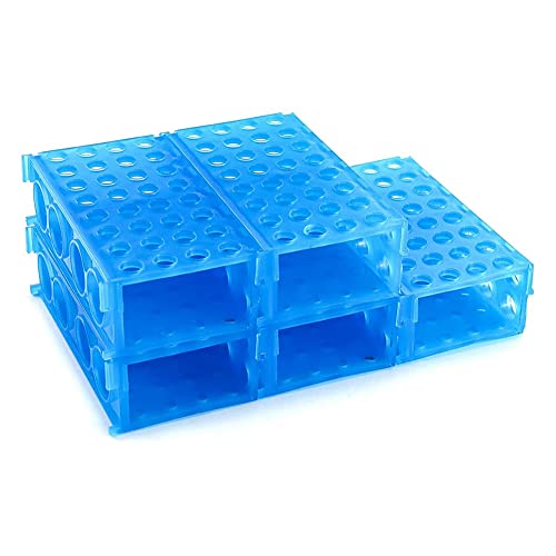 Pavewood RöHrchen StäNder, 5 Pack 4 Wege Kunststoff Polypropylen Reagenzglas Tube StäNder, Blaue Farbe, 0,5 Ml / 1,5 Ml / 15 Ml / 50 Ml von Pavewood