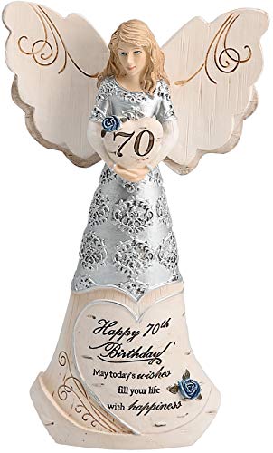Pavilion Gift Company 82416 Elements Angels - Happy 70th Birthday May Today's Wishes Fill Your Life with Happiness 6" Angel Figurine,Silver von Pavilion Gift Company