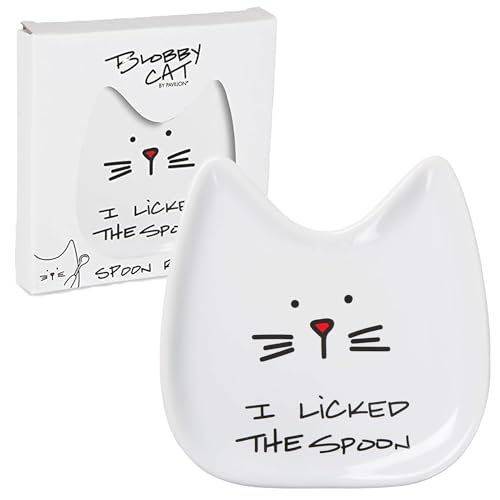 Pavilion Gift Company 37114 I Licked The Ceramic Cat Spoon Rest Löffelablage, Steinzeug, weiß von Pavilion Gift Company
