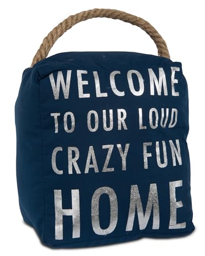 Pavilion Gift Company Offene Tür Decor – Welcome to Our Laut Crazy Fun House Navy Blau & Silber Tür Stopper mit Griff von Pavilion Gift Company