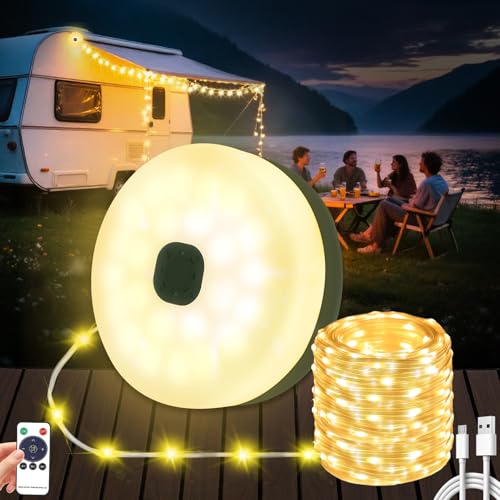 Pavlleen 10M Camping Lichterkette Aufrollbar,9 Beleuchtungsmodi,USB Aufladung,Tragbare Wiederaufladbare LED Lichterkette,2500mAh Lichterkette Vielseitige,für Party,Camping,Zelt,Wandern und Hofdeko Pavlleen 10M Camping Lichterkette Aufrollbar,9 Beleuchtungsmodi,USB Aufladung,Tragbare Wiederaufladbare LED Lichterkette,2500mAh Lichterkette Vielseitige,für Party,Camping,Zelt,Wandern und Hofdeko von Pavlleen