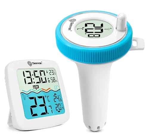 Pavlleen Pool Thermometer Funk,Digitalem Innentemperatur Empfänger,Funk Schwimmende Digital Poolthermometer,Wasserdicht poolthermometer schwimmend,Ideal für Spa,Whirlpool und Aquarium von Pavlleen