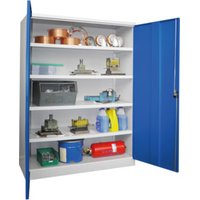 Pavoy Schwerlastschrank H1950 x B1470 x T630, 4 Böden, Korpus Lichtgrau / Front Enzianblau von Pavoy