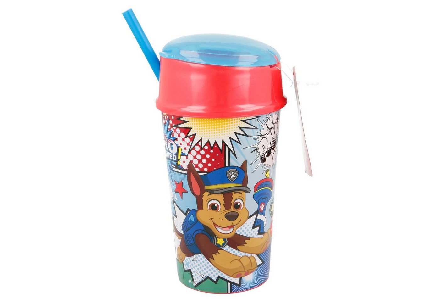 PAW PATROL Kinderbecher, Kunststoff, 2 in 1 Becher 400 ml mit integriertem Snackfach & Trinkhalm BPA frei von PAW PATROL