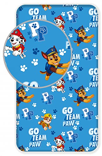 Paw Patrol Chase Marshall Just Yelp for Help Bettlaken, Spannbettuch 90 x 200 + 25 cm, 100% Baumwolle von Jerry Fabrics