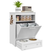 Haustier-Futterschrank Tierfutterschrank mit 2 Edelstahlnäpfen, 3 Haken, Weiß Haustier-Futterschrank Tierfutterschrank mit 2 Edelstahlnäpfen, 3 Haken, Weiß von PawHut