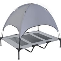 Haustierbett mit Baldachin Erhöhtes Hundebett Hundeliege outdoor Grau von PawHut